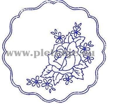 Prtiček za vezenje - motiv vrtnice, okrogli 20 cm Prtiček za vezenje 20 cm